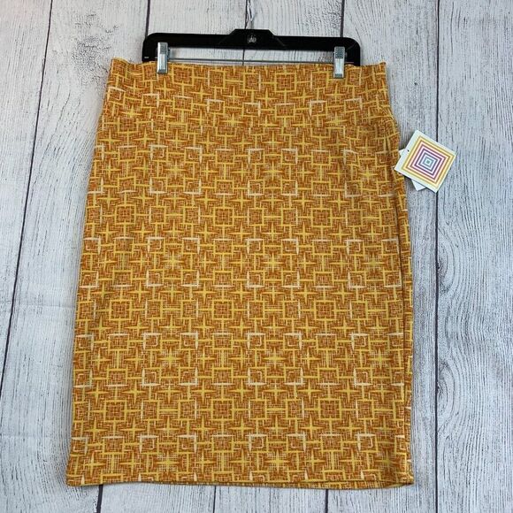 LuLaRoe Pencil Skirt sz 2XL Orange Patterned Stretch Cassie Pull on New NWT - Picture 1 of 7
